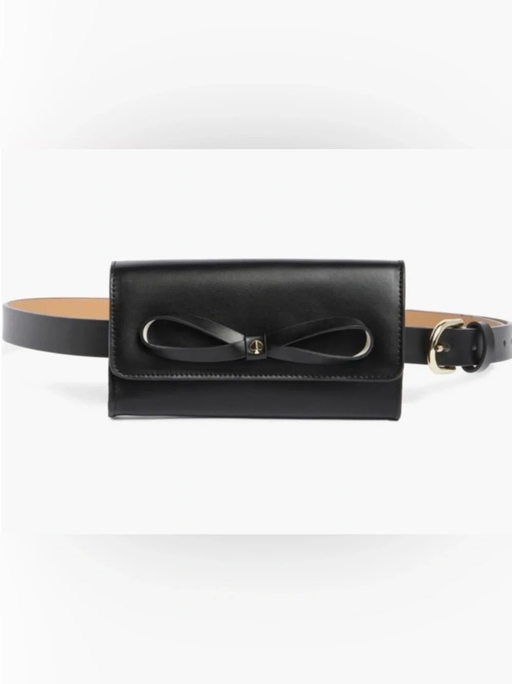 Kate Spade New York Black Leather Bow Belt Wallet Bag Fanny Pack L/XL NEW Travel - Picture 2 of 14